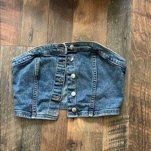 Divided Denim Strapless Top